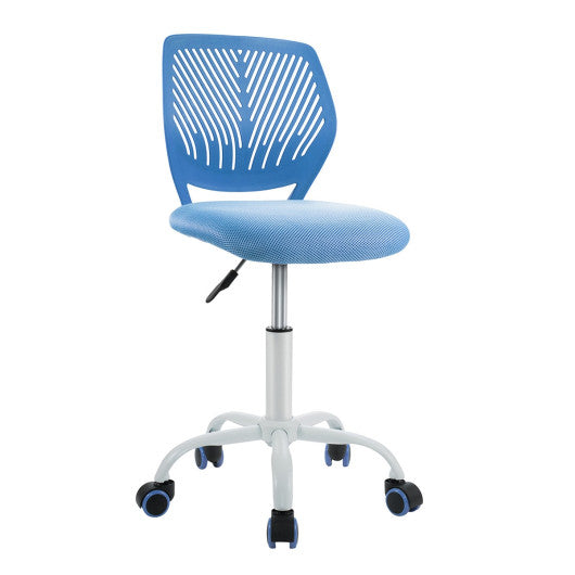 Adjustable Office Task Desk Armless Chair-Blue