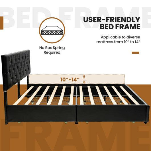 Full/Queen PU Leather Upholstered Platform Bed with 4 Drawers-Full Size