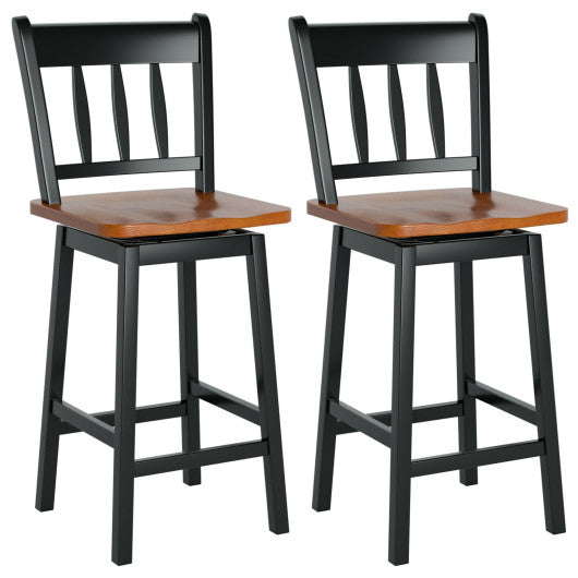 24.5 Inches Set of 2 Swivel Bar Stools with 360° Swiveling-Black