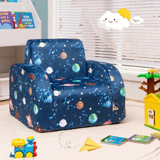 3-in-1 Convertible Kid Sofa Bed Flip-Out Chair Lounger for Toddler-Blue