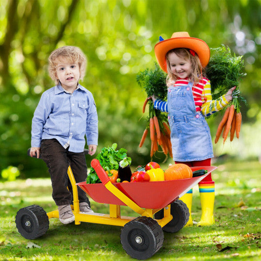 8 Inch Heavy Duty Kids Ride-on Sand Dumper with 4 Wheels-Red