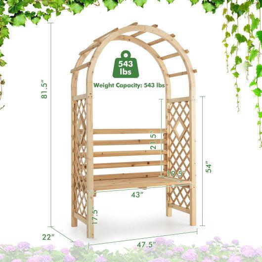 Wooden Garden Bench Arch Pergola Outdoor Arbor