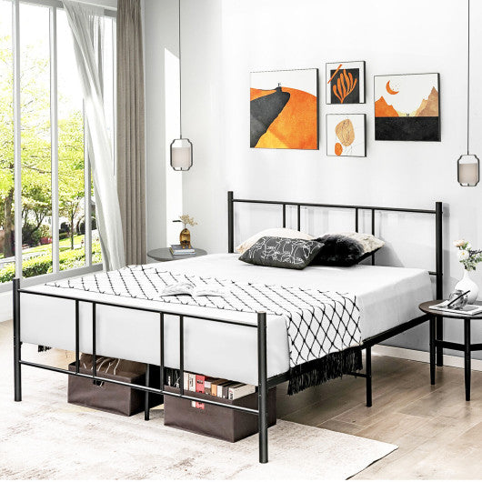 Full/Queen Size Platform Bed Frame with High Headboard-Full Size