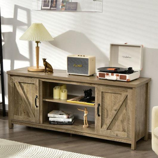 59 Inches TV Stand Media Console Center with Storage Cabinet-Natural