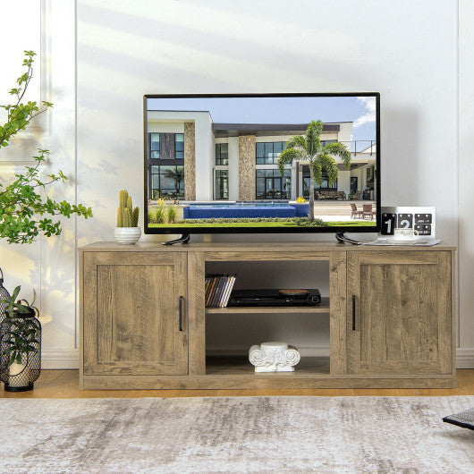 58 Inch TV Stand with 1500W Faux Fireplace for TVs up to 65 Inch-Natural