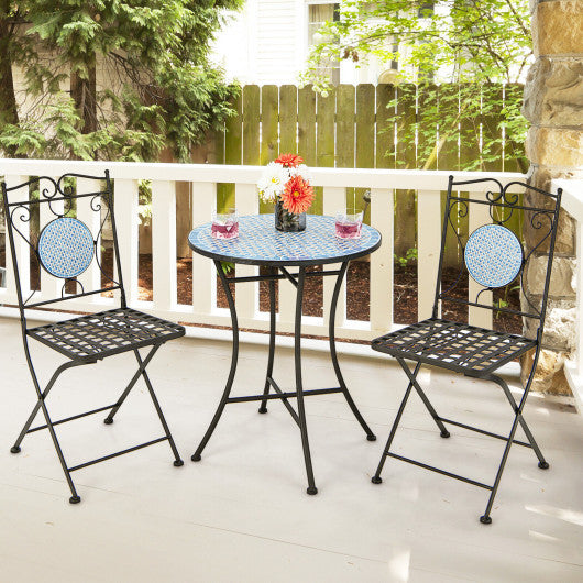 3 Pieces Patio Bistro Set Outdoor Furniture Mosaic Table Chairs