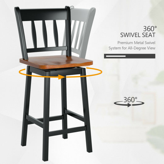 24.5 Inches Set of 2 Swivel Bar Stools with 360° Swiveling-Black