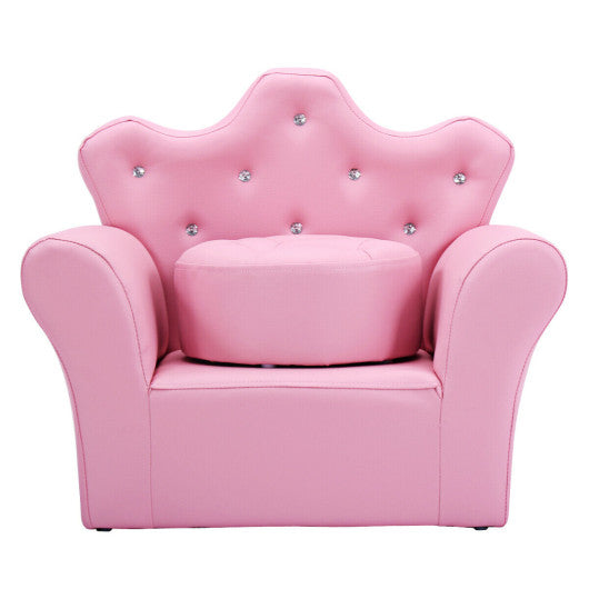 Pink Kids Sofa Armrest Couch with Ottoman-Pink