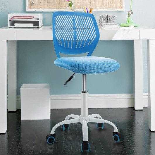 Adjustable Office Task Desk Armless Chair-Blue