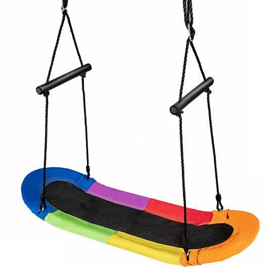 Saucer Tree Swing Surf Kids Outdoor Adjustable Oval Platform Set with Handle-Color