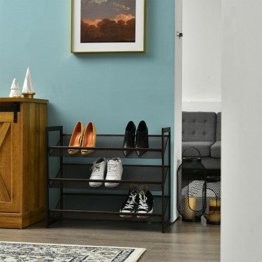 2/3/4 Tiers Flat and Slant Metal Shoe Rack for Entryway Hallway-3-Tier