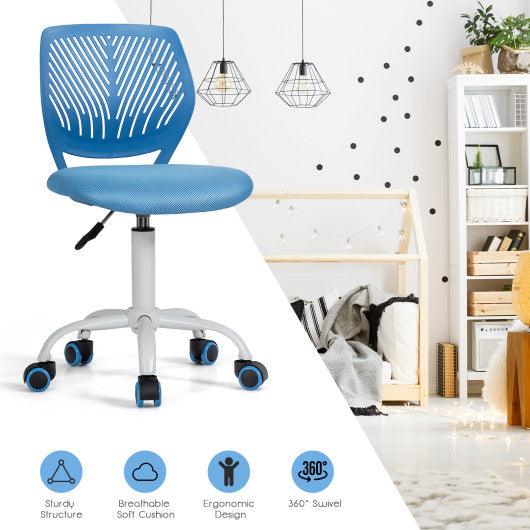 Adjustable Office Task Desk Armless Chair-Blue