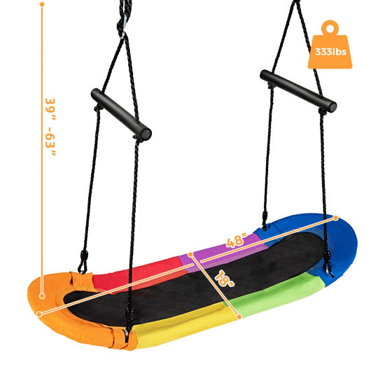 Saucer Tree Swing Surf Kids Outdoor Adjustable Oval Platform Set with Handle-Color