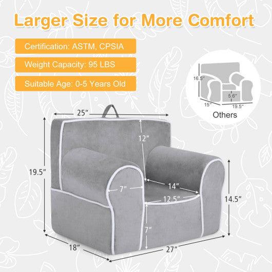 Upholstered Kids Sofa with Velvet Fabric and High-Quality Sponge-Gray