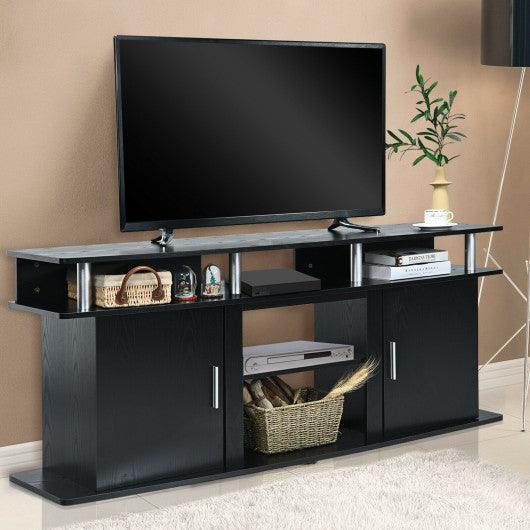 63 Inch TV Entertainment Console Center with 2 Cabinets-Black