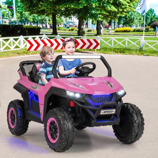 12V 2-Seater Kids Ride on UTV with Slow Start Function Music-Pink