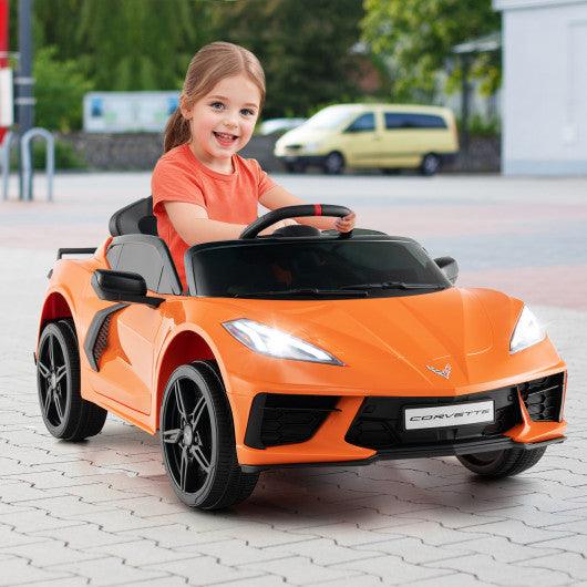 12V Electric Kids Ride On Car Licensed Chevrolet Corvette C8 with Remote Control Ages 3+ Years Old-Orange