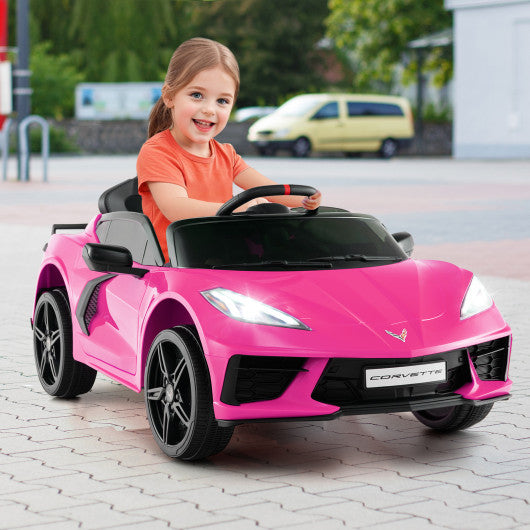 12V Electric Kids Ride On Car Licensed Chevrolet Corvette C8 with Remote Control Ages 3+ Years Old-Pink