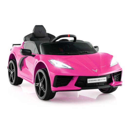 12V Electric Kids Ride On Car Licensed Chevrolet Corvette C8 with Remote Control Ages 3+ Years Old-Pink