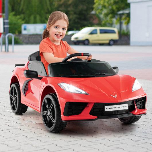 12V Electric Kids Ride On Car Licensed Chevrolet Corvette C8 with Remote Control Ages 3+ Years Old-Red