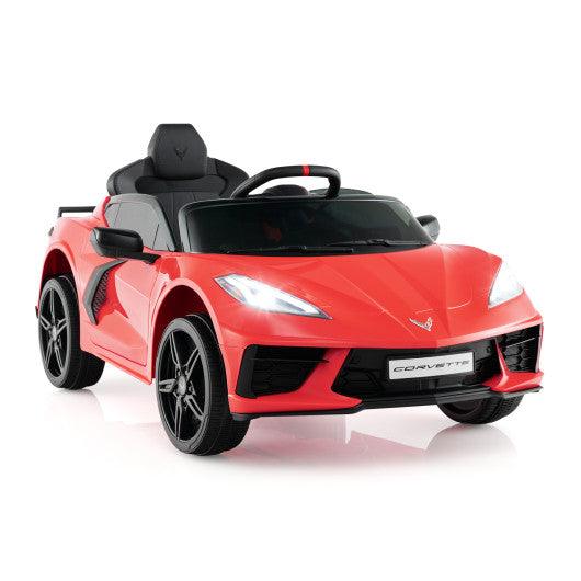 12V Electric Kids Ride On Car Licensed Chevrolet Corvette C8 with Remote Control Ages 3+ Years Old-Red