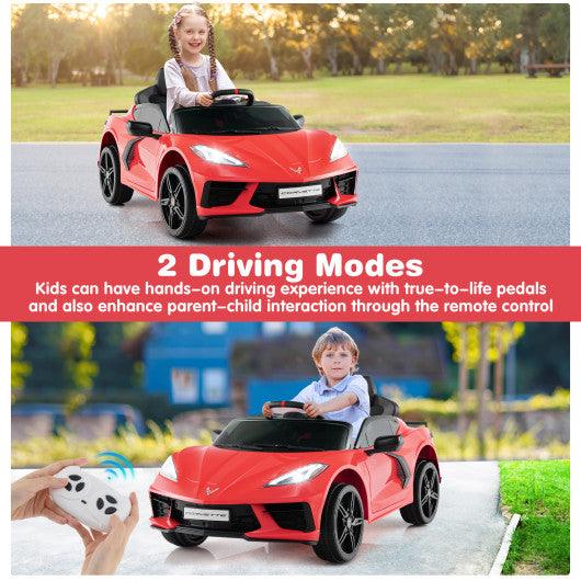 12V Electric Kids Ride On Car Licensed Chevrolet Corvette C8 with Remote Control Ages 3+ Years Old-Red