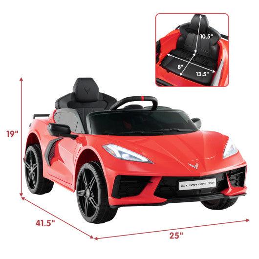 12V Electric Kids Ride On Car Licensed Chevrolet Corvette C8 with Remote Control Ages 3+ Years Old-Red