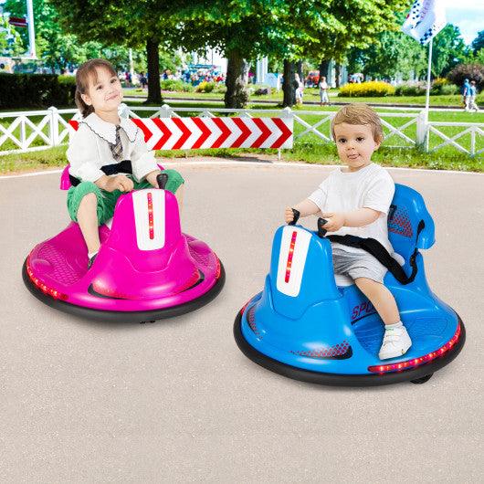 12V Kids Ride On Bumper Car with Remote Control Lights and Music-Pink