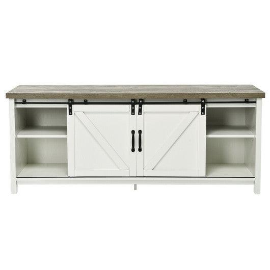 TV Stand Media Center Console Cabinet with Sliding Barn Door - White