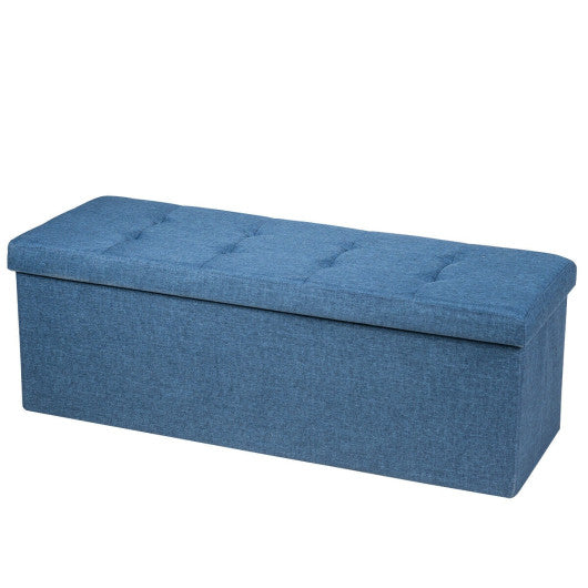 Fabric Folding Storage with Divider Bed End Bench-Navy