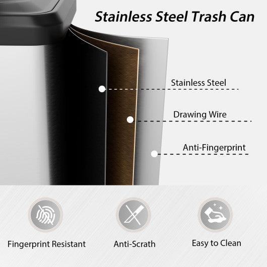 13.2 Gallon Step Trash Can with Soft Close Lid and Deodorizer Compartment-Silver