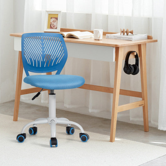 Adjustable Office Task Desk Armless Chair-Blue