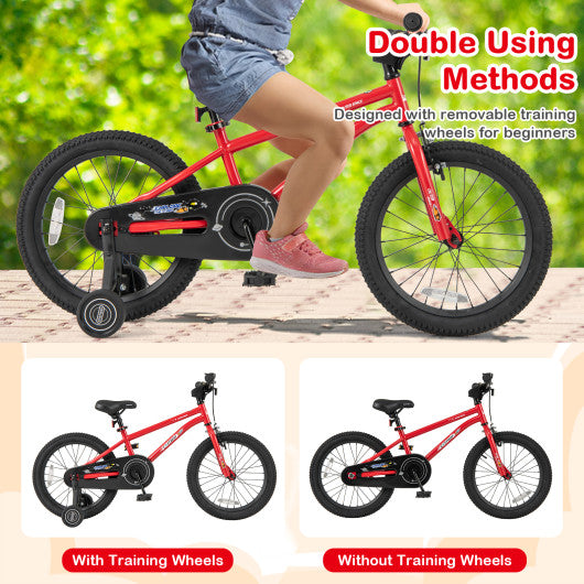 18-Inch Kids Bike Ages 3-8 with Handbrake and Coaster Brake and Bell Ring-18 inches