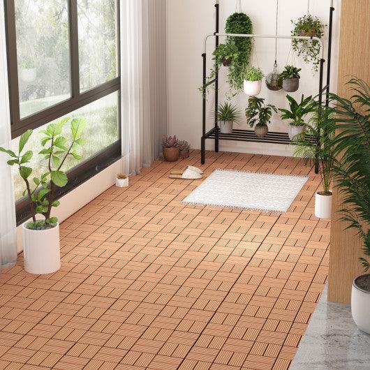 18 Pieces 12 x 12 Inch All Weather Interlocking Deck Tiles-Brown