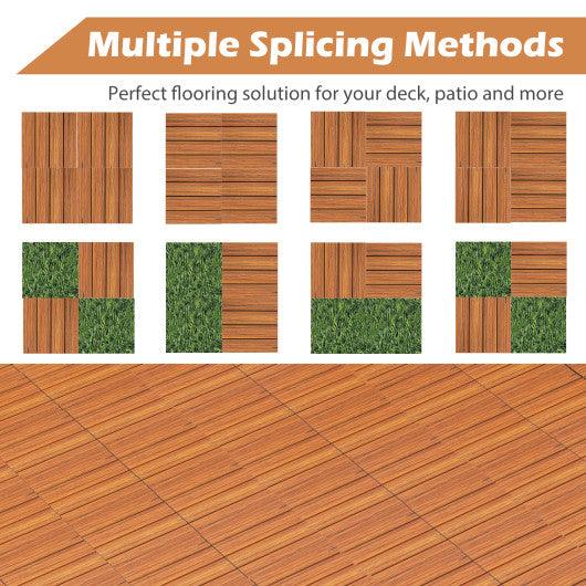 18 Pieces 12 x 12 Inch Interlocking Deck Tiles for 1.7㎡ Total Splicing Area-Brown