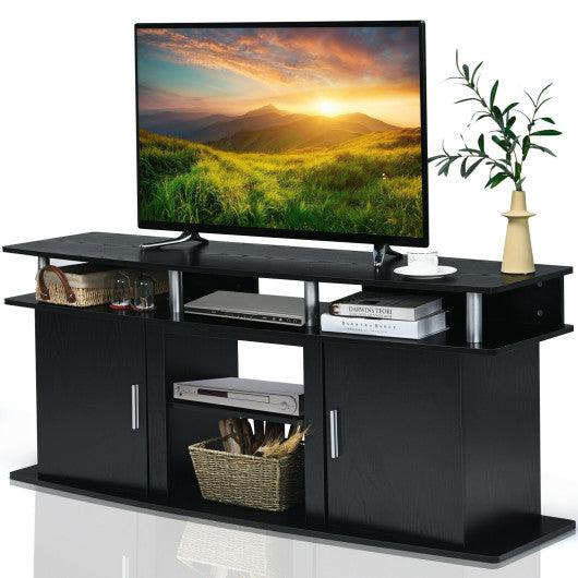 63 Inch TV Entertainment Console Center with 2 Cabinets-Black