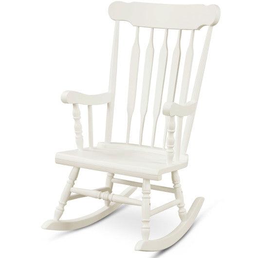 Rocking Chair with Solid Wooden Frame for Garden and Patio-White