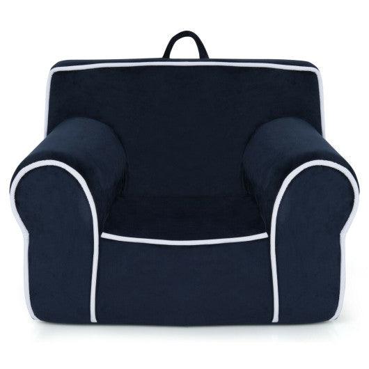 Upholstered Kids Sofa with Velvet Fabric and High-Quality Sponge-Navy