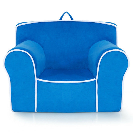 Upholstered Kids Sofa with Velvet Fabric and High-Quality Sponge-Blue