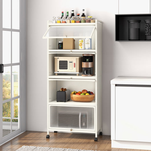 5-Tier Kitchen Baker's Rack with Flip-up PC Doors-White