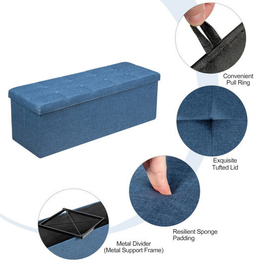 Fabric Folding Storage with Divider Bed End Bench-Navy