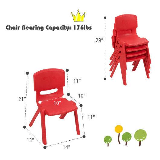 4-pack Kids Plastic Stackable Classroom Chairs-Red