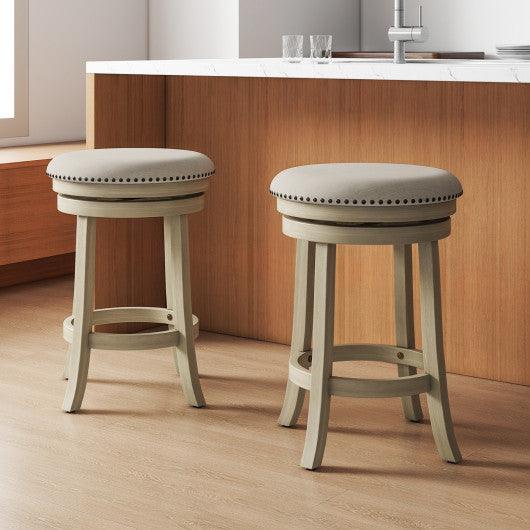 24/26 Inches Swivel Bar Stools Set of 2 wth Wooden Frame-26.5 inches