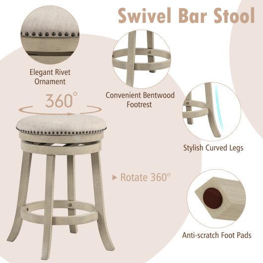 24/26 Inches Swivel Bar Stools Set of 2 wth Wooden Frame-26.5 inches