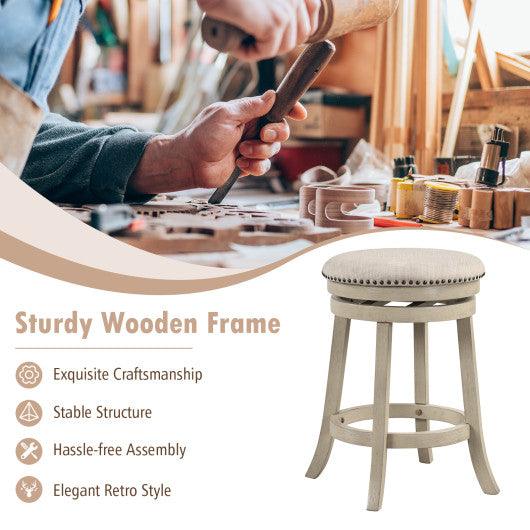 24/26 Inches Swivel Bar Stools Set of 2 wth Wooden Frame-26.5 inches