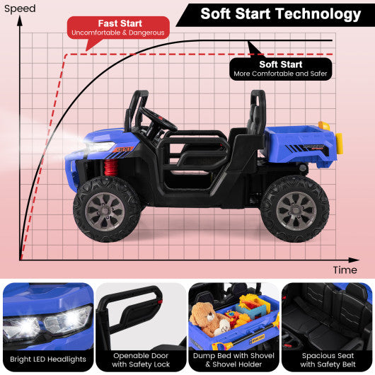 24V Ride on Dump Truck with Remote Control-Navy