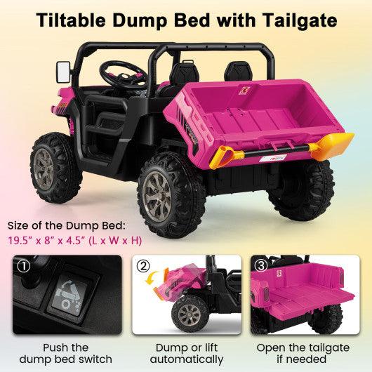 24V Ride on Dump Truck with Remote Control-Pink