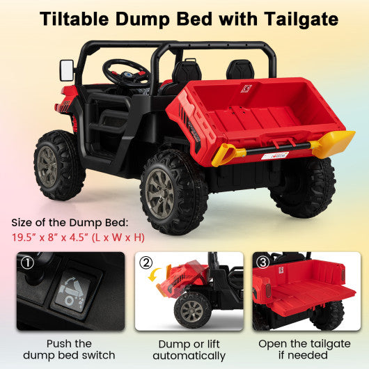 24V Ride on Dump Truck with Remote Control-Red