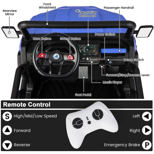 24V Ride on Dump Truck with Remote Control-Navy