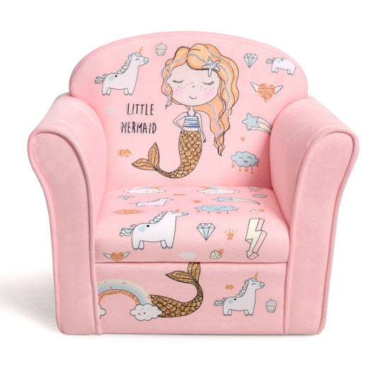 Kids Mermaid Armrest Couch Upholstered Sofa